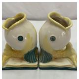 Ceramic fish bookends or matching planters
