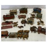 Antique wood circus wagons with animal trains