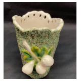 Vtg Italian ceramic vase with fruit. Numbered