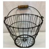 Antique egg basket with handle