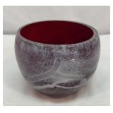 Heavy art glass bowl planter