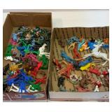Plastic cowboys, Indians, fireman, animals, etc.