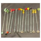 Vtg glass stem stir sticks. 14 total