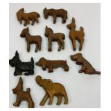 Antique hand carved wood animals