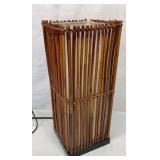 MCM style cloth and reed square lamp