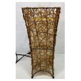 MCM style woven wood and cloth lamp