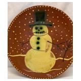 13 inch snowman platter. Local artist, handmade