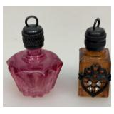 Two Vtg necklace perfume mini bottles