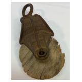 Antique wood pulley