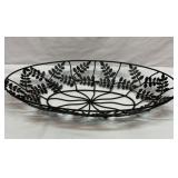Large oblong metal centerpiece basket