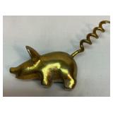 Solid brass pig corkscrew