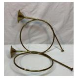 Two 20 inch brass horns