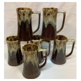 Six Canonsburg drip glaze mugs