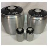 Kromex aluminum flour sugar canisters with s&p