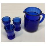 Cobalt blue mini pitcher and tumblers