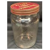 Large Old Judge glass coffee jar with lid