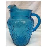 Vtg Anchor Hocking Madrid Laser Blue pitcher