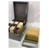 Metal case of slide holders and extras