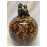 Ceramic art pottery birds on sphere