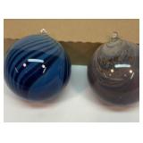 Two blown art glass ornaments