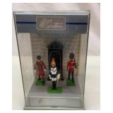 Vtg metal figure sentry set. Sold by Harrods, UK