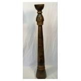 Large carved wood candlestick.  35 inches tall.