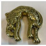 Solid brass leopard belt buckle