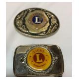 Two Lions Club belt buckles