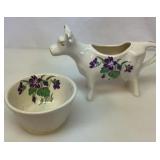 Cow creamer and sugar bowl