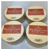 Four packs 1947 Budweiser retro coasters. Sealed