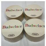 Four packs 1963 Budweiser retro coasters. Sealed