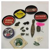 Odd trinkets. Shmoo, metal coasters., etc