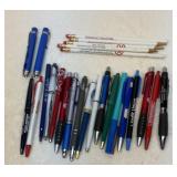 Advertising pens, pencils and 2 pen flashlights