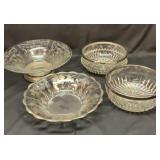 Sterling base Four glass serving dishes  See desc