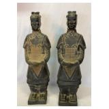 Pair of matching Chinese terra-cotta warriors