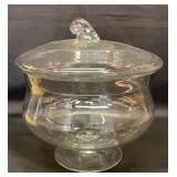 Large glass apothecary bowl with lid