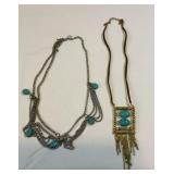 Two turquoise necklaces.