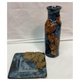 Stoneware vase and plate