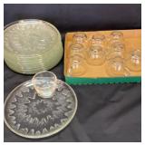 Indiana glass Sunburst pattern snack plate set