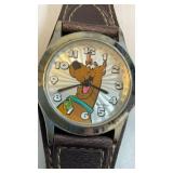 Vtg Scooby Doo watch with leather wristband