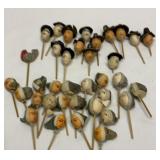 Vtg Japanese Kokeshi stick dials