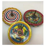 Three Vtg Elenee Toys spinning tops