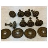 Antique dresser knobs and back plates