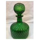 Vtg green diamond point decanter