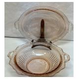 Pink depression Mayfair bowl and platter