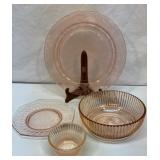 Pink depression plates and bowls