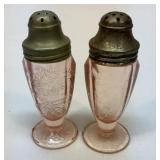 Pink depression poinsettia pattern salt and pepper