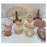 Big group of pink depression, various patterns