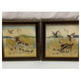 Two older crewel embroidered duck art pieces
