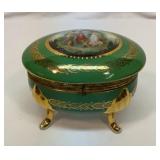 Vtg porcelain footed trinket box. Germany